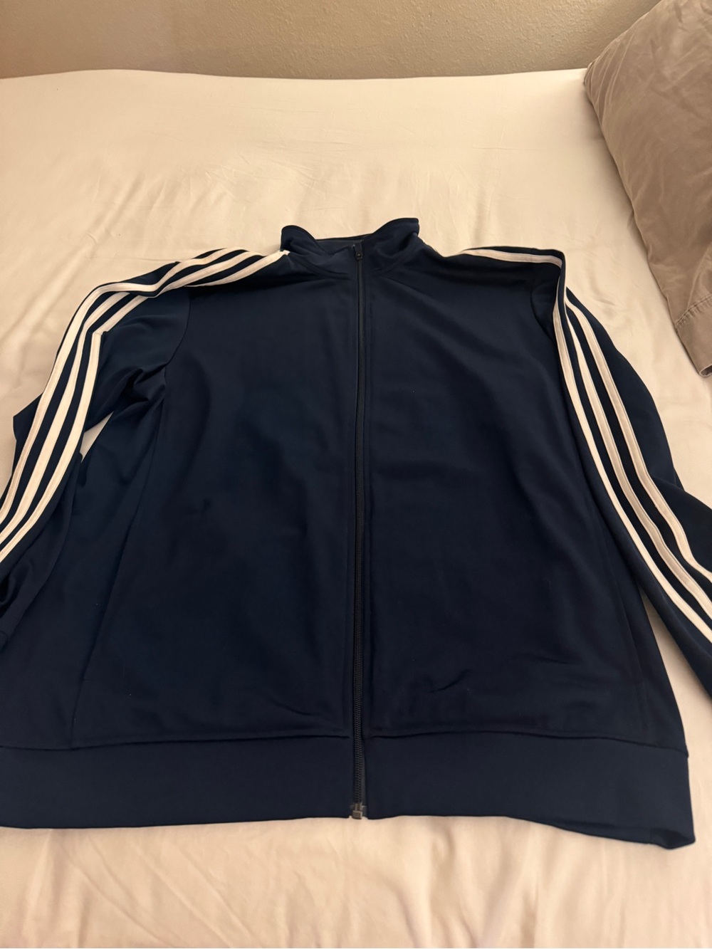 adidas Originals Navy Track Jacket with White Sleeve Stripes